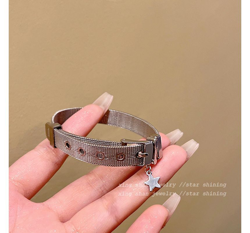 Leather Bracelet Pendant Star Buckled Alloy Faux /