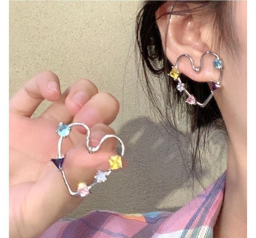 Earring Stud Rhinestone Heart Alloy