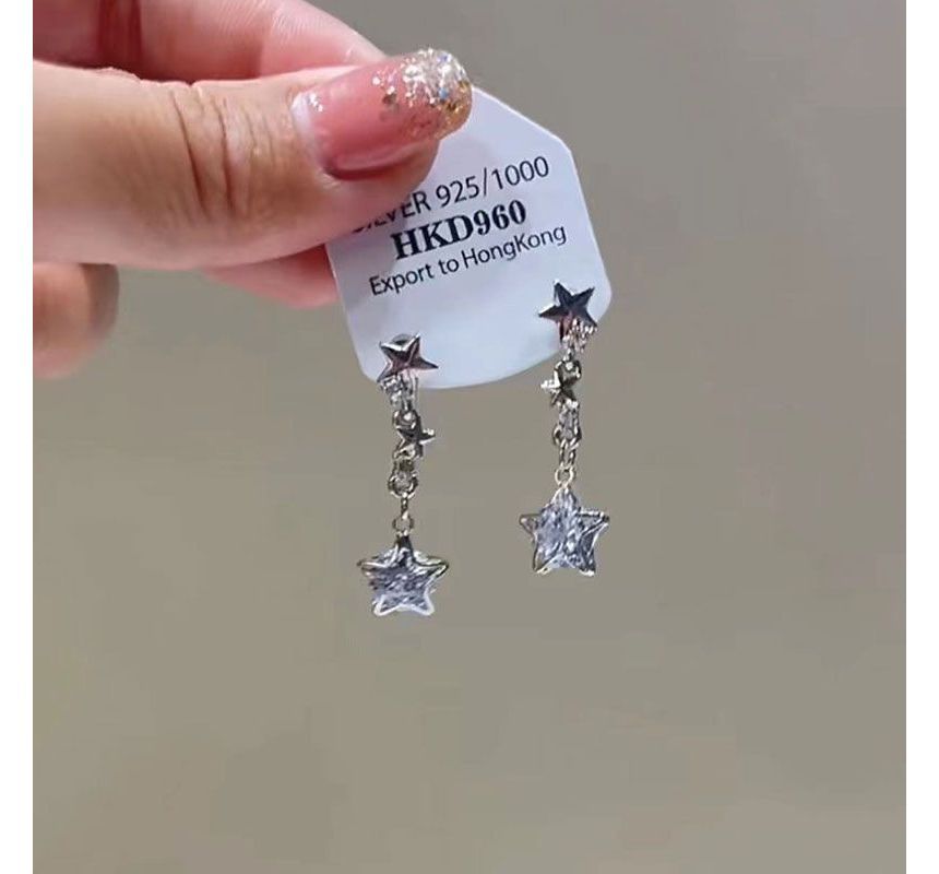 Rhinestone Dangle Alloy Earring Star