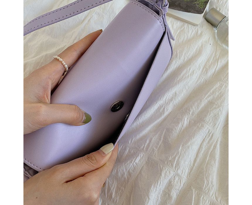 Shoulder Buckled Flap Bag Faux Leather