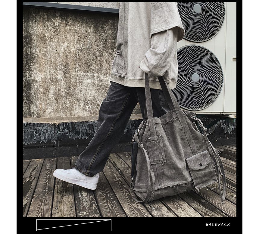 Frayed Crossbody Bag Multi-Pocket