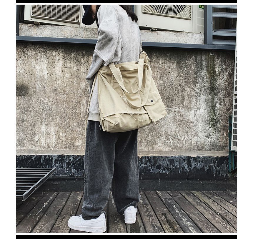 Frayed Crossbody Bag Multi-Pocket