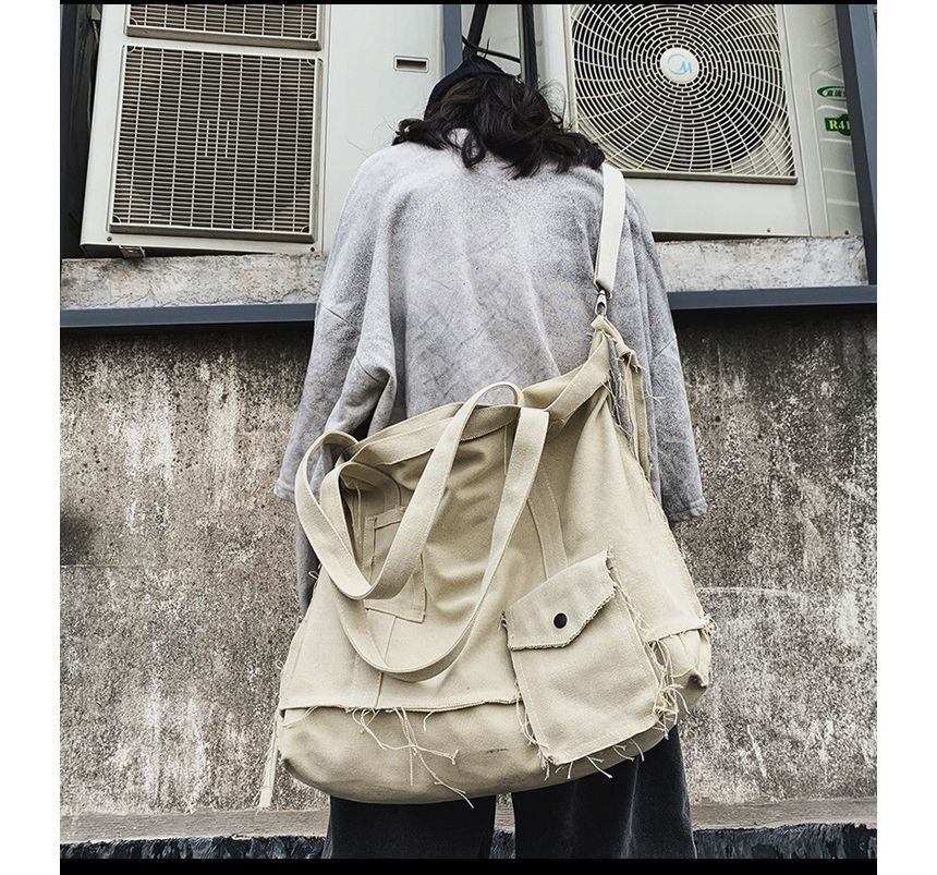 Frayed Crossbody Bag Multi-Pocket