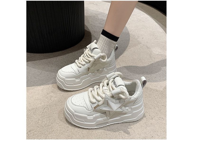 Star Sneakers Platform Lace-Up Applique