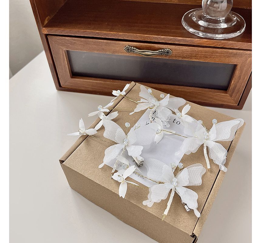 Gemstone Hair Clip Set / Butterfly