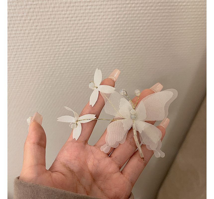 Gemstone Hair Clip Set / Butterfly