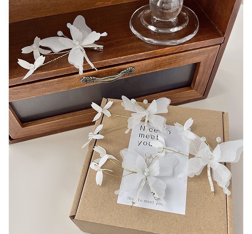 Gemstone Hair Clip Set / Butterfly