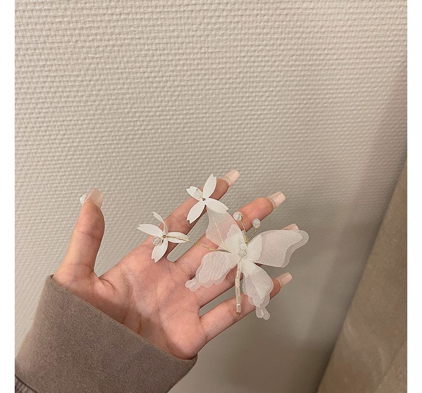 Gemstone Hair Clip Set / Butterfly