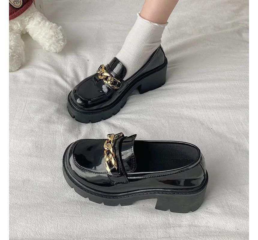 Accent Chain Chunky Platform Heel Loafers