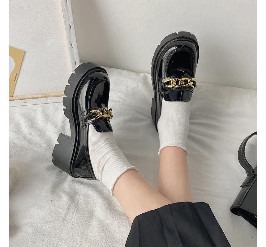 Accent Chain Chunky Platform Heel Loafers