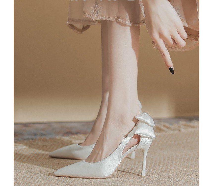 Bow Heel Pumps Cutout Stiletto
