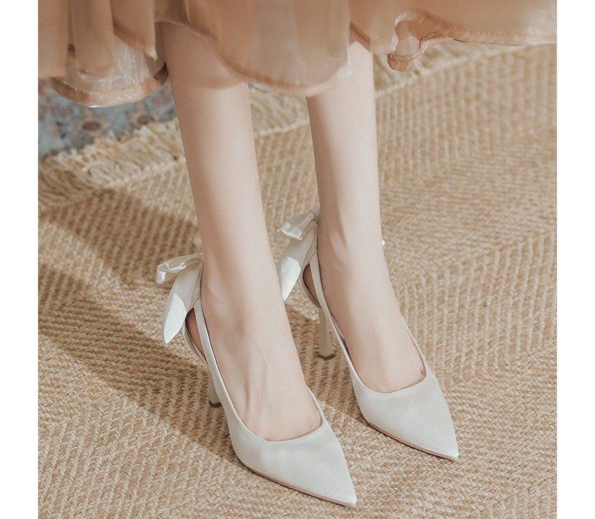 Bow Heel Pumps Cutout Stiletto