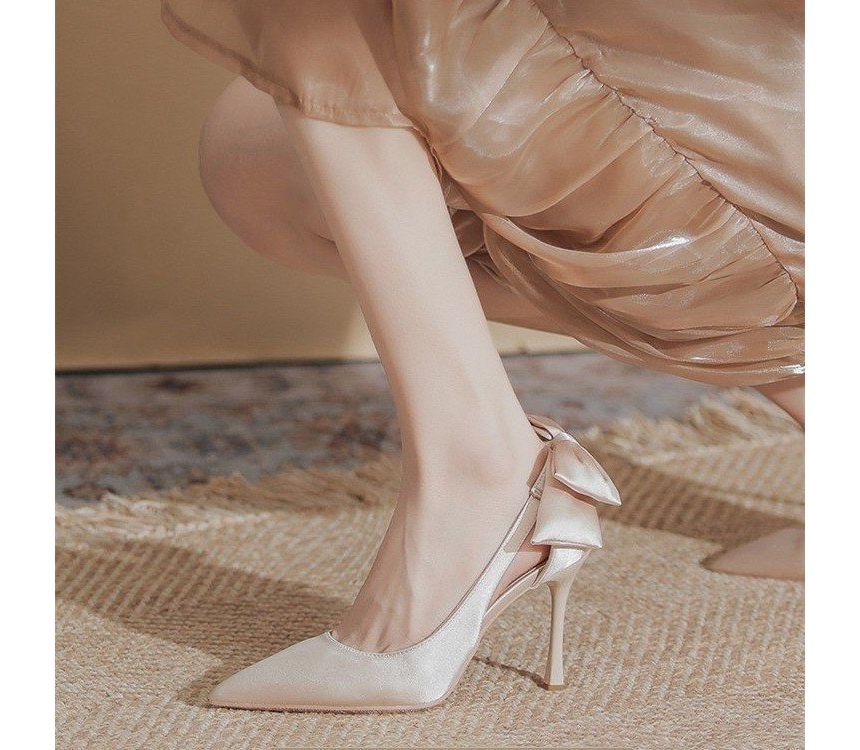 Bow Heel Pumps Cutout Stiletto