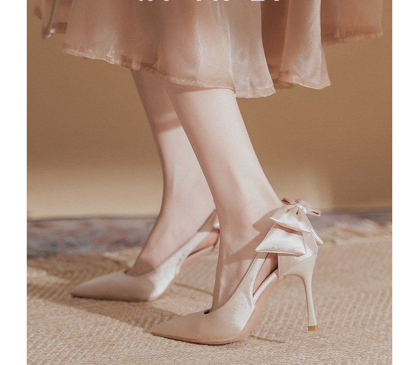 Bow Heel Pumps Cutout Stiletto