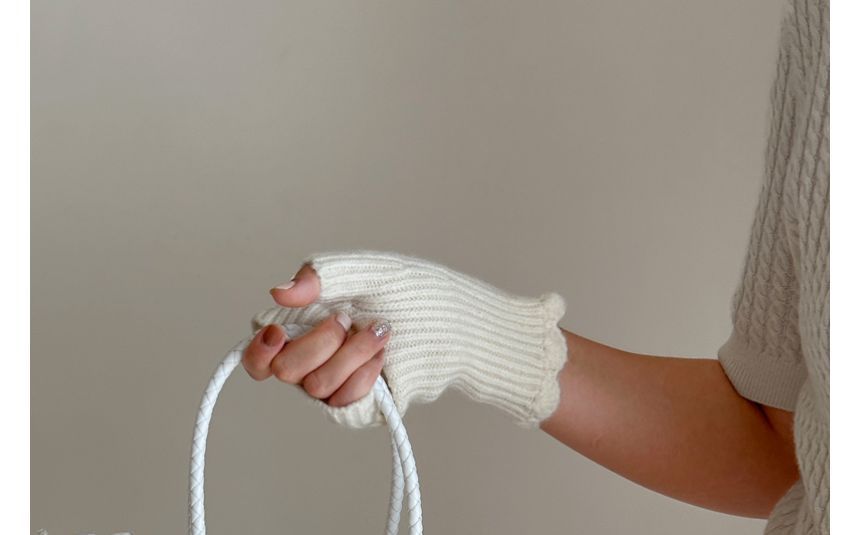 Gloves Fingerless Knit Applique Lettering