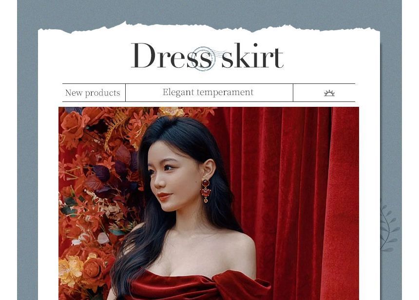 Plain Ruched Shoulder Slit Velvet Off Short-Sleeve Evening Sheath Gown