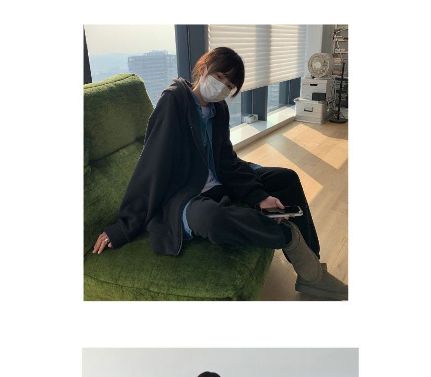 Hoodie Oversized Plain Zip