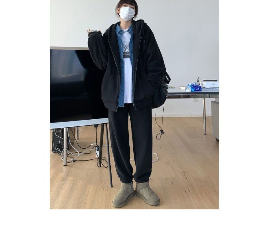 Hoodie Oversized Plain Zip