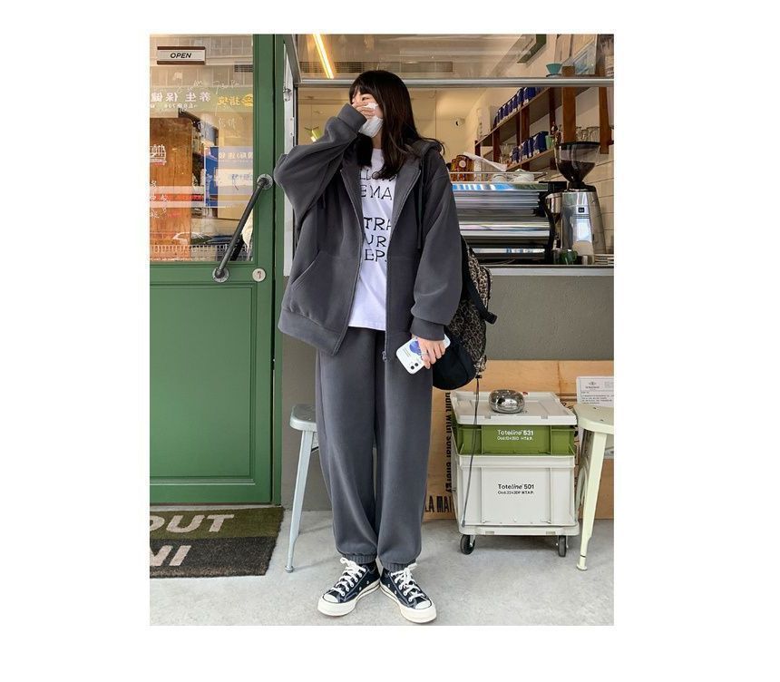 Hoodie Oversized Plain Zip