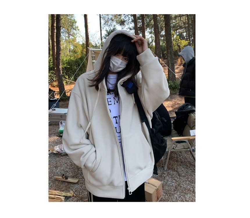 Hoodie Oversized Plain Zip