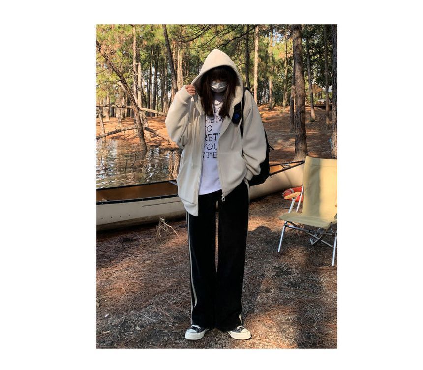 Hoodie Oversized Plain Zip