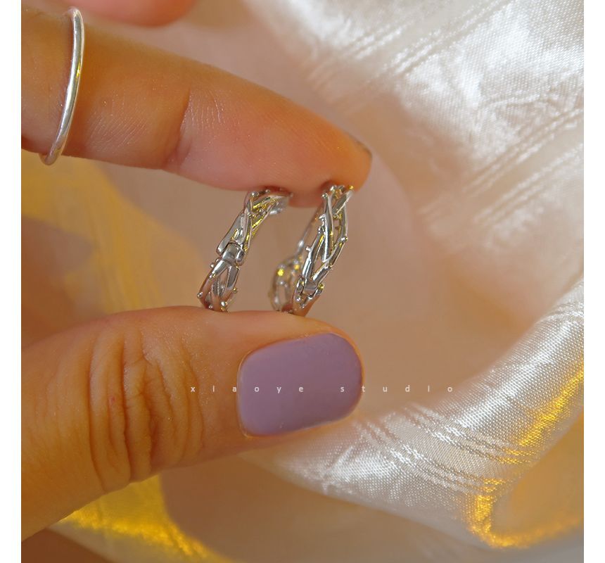 Silver Hoop Sterling Thorn Earring