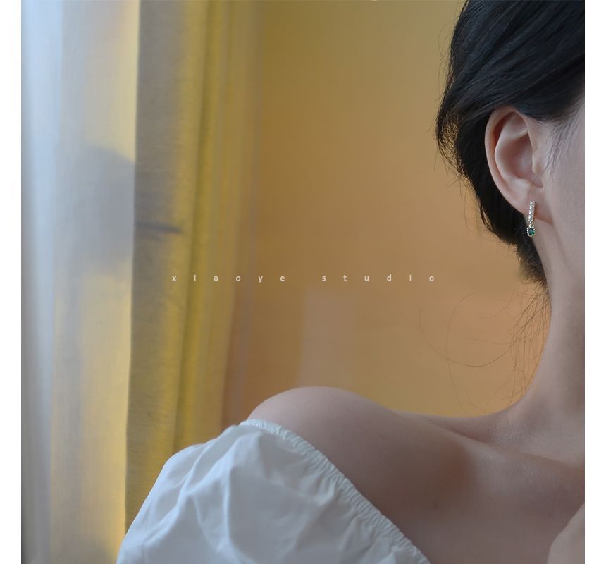 Square Pearl Earring Faux Drop Rhinestone Alloy