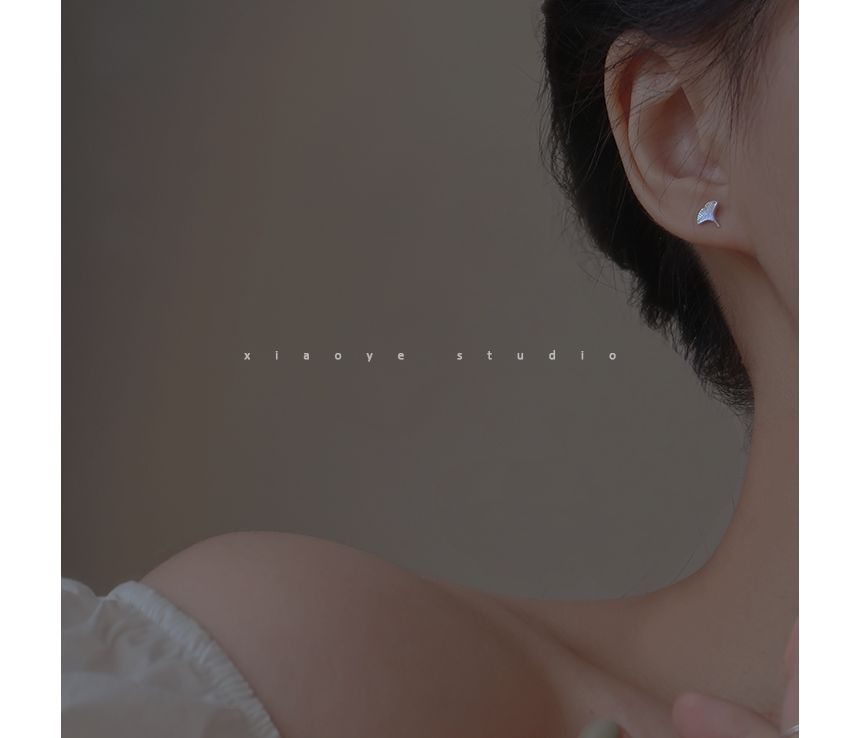 Silver Stud Earring Leaf