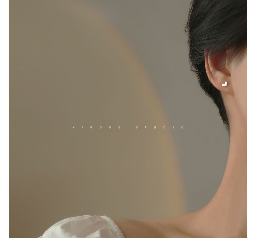 Earring Heart Silver Stud