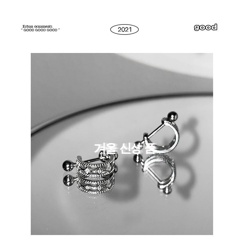 Earring Sterling Huggie Silver Barbell Cutout