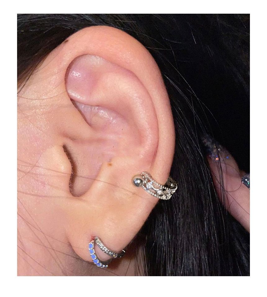 Earring Sterling Huggie Silver Barbell Cutout