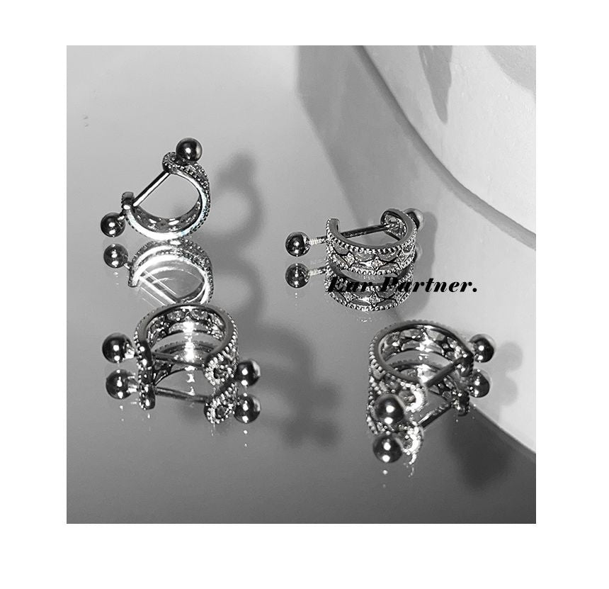 Earring Sterling Huggie Silver Barbell Cutout