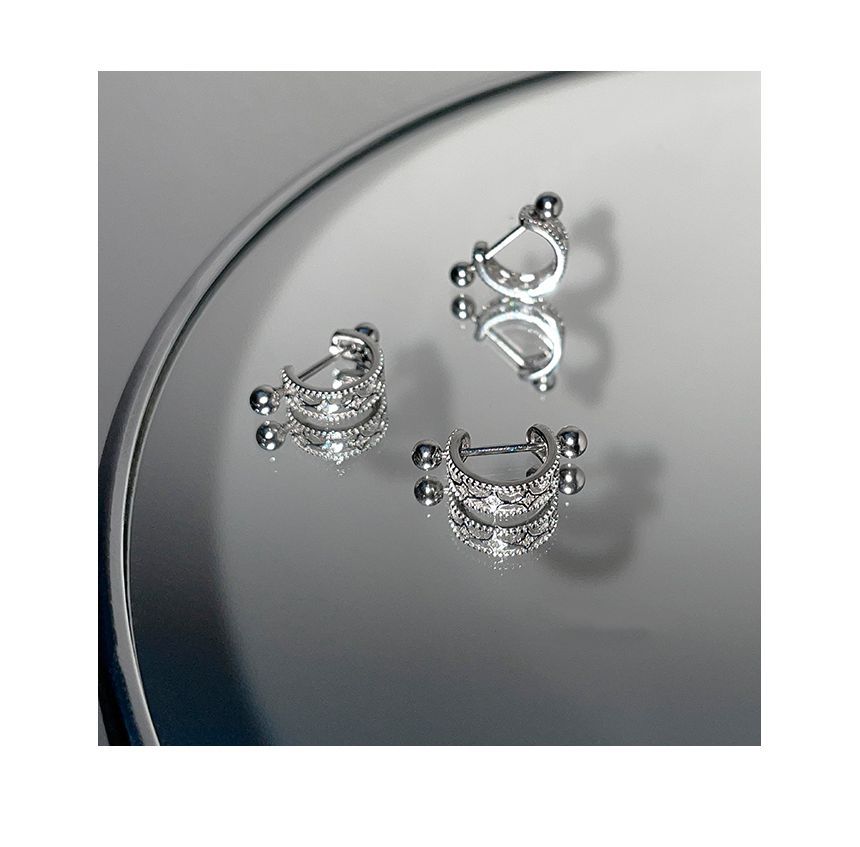 Earring Sterling Huggie Silver Barbell Cutout