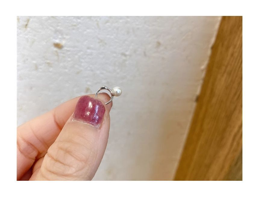 Sterling Silver Faux Pearl Earring Huggie