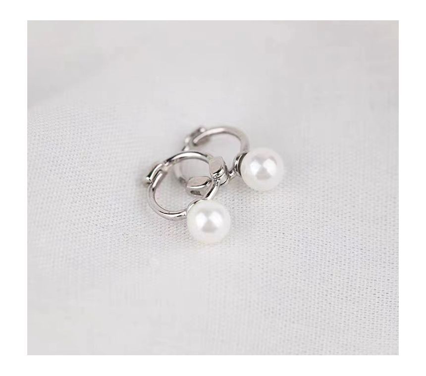 Sterling Silver Faux Pearl Earring Huggie
