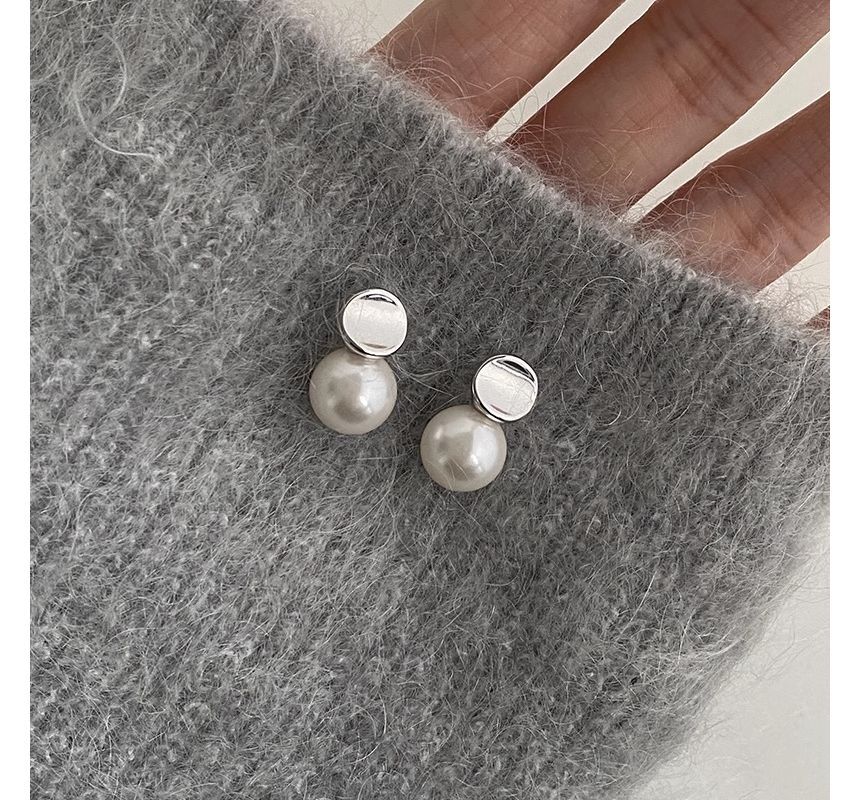 Faux Pearl Sterling Earring Silver Drop