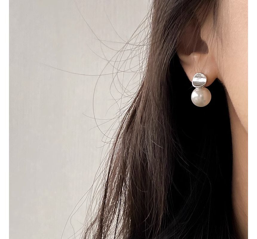 Faux Pearl Sterling Earring Silver Drop