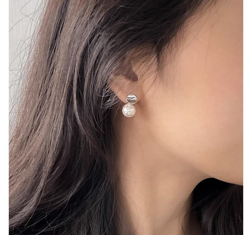 Faux Pearl Sterling Earring Silver Drop