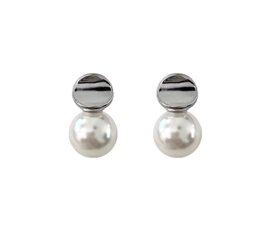 Faux Pearl Sterling Earring Silver Drop