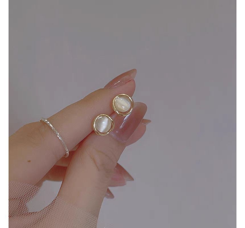 Stud Earring Cat Eye Stone Alloy Faux