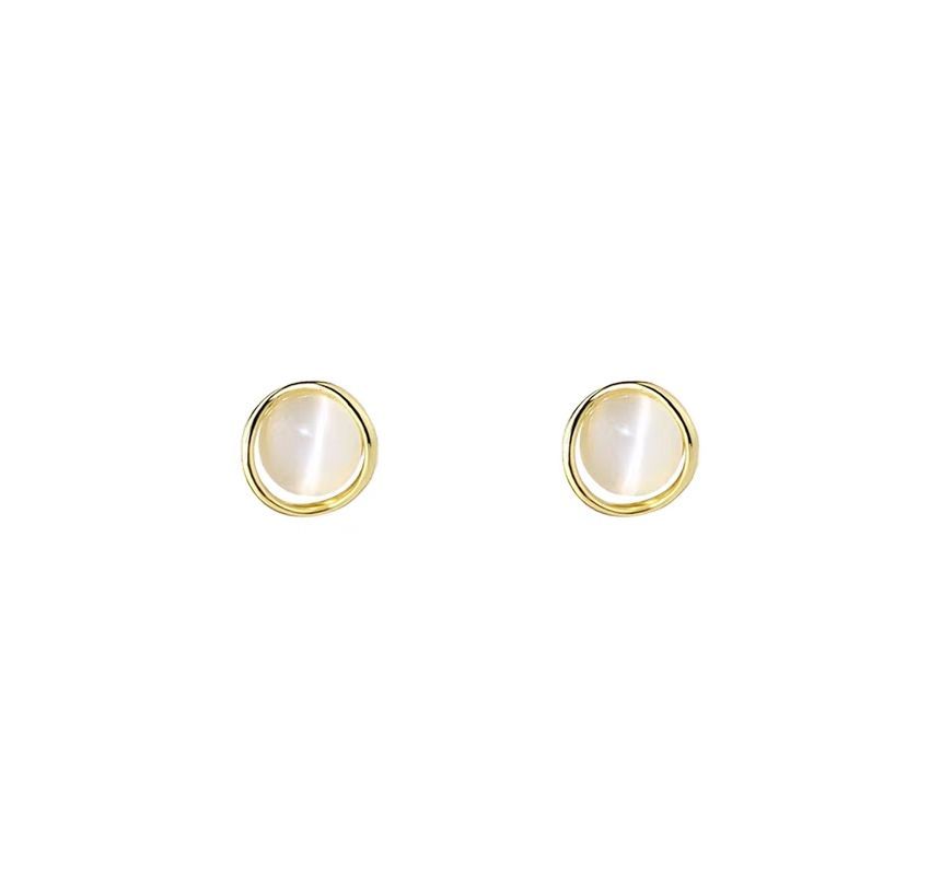 Stud Earring Cat Eye Stone Alloy Faux