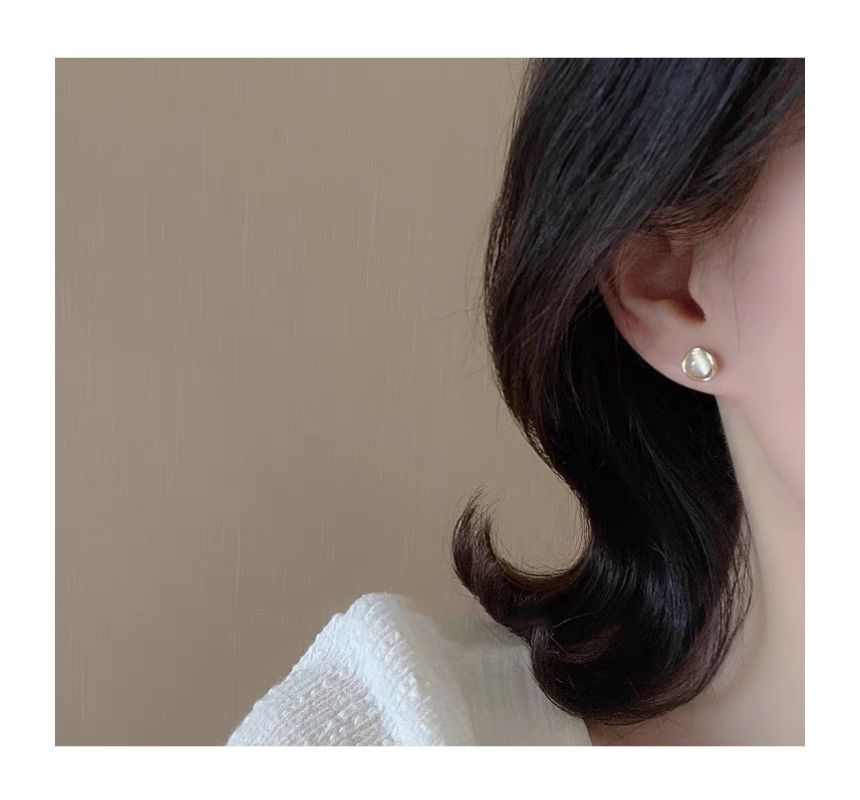 Stud Earring Cat Eye Stone Alloy Faux