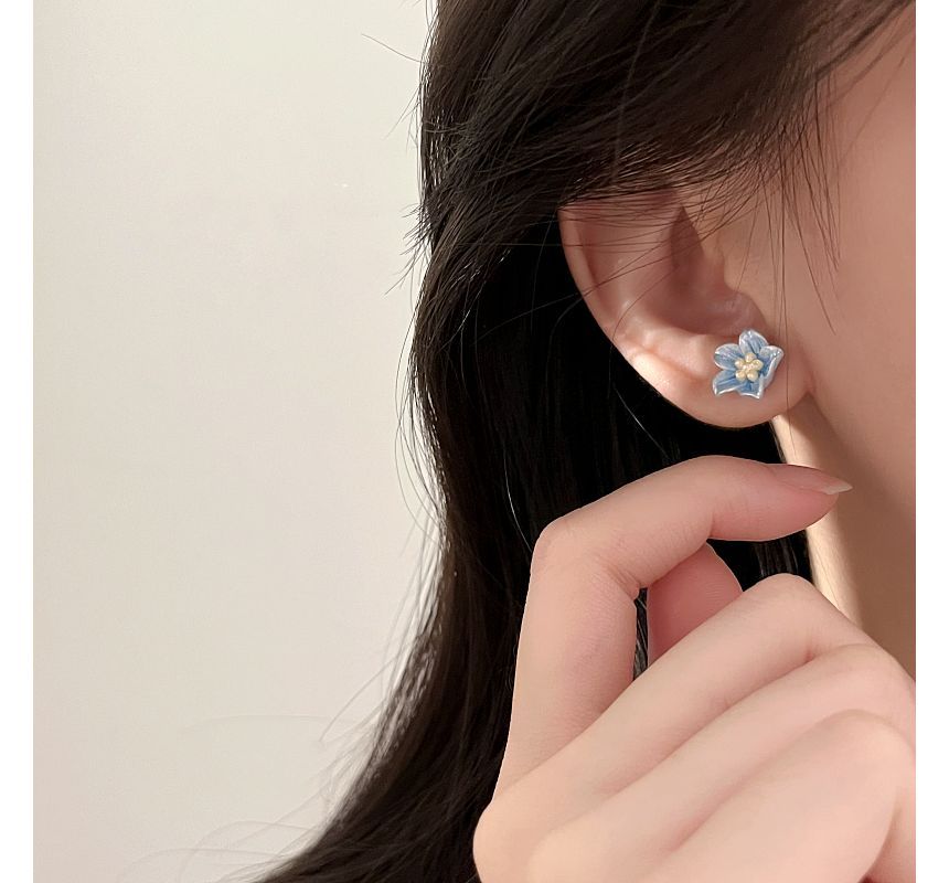 Floral Stud Earring Acrylic Alloy
