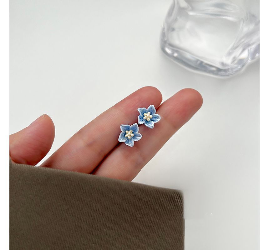 Floral Stud Earring Acrylic Alloy