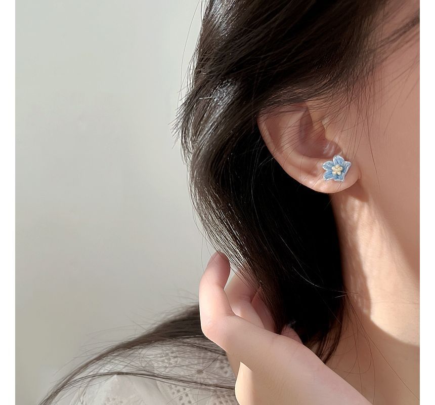 Floral Stud Earring Acrylic Alloy