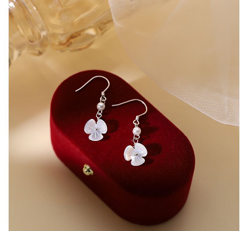 Acrylic Pearl Faux Earring Dangle Floral Alloy