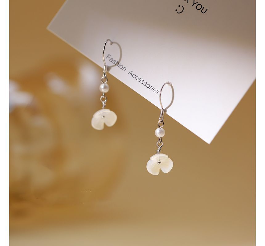Acrylic Pearl Faux Earring Dangle Floral Alloy