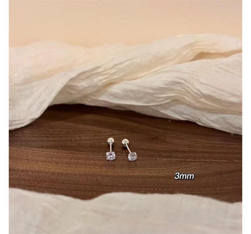 Designs) Sterling Barbell Rhinestone (Various Earring Silver