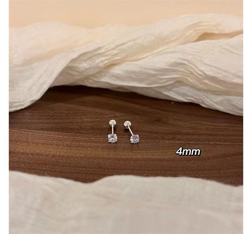 Designs) Sterling Barbell Rhinestone (Various Earring Silver