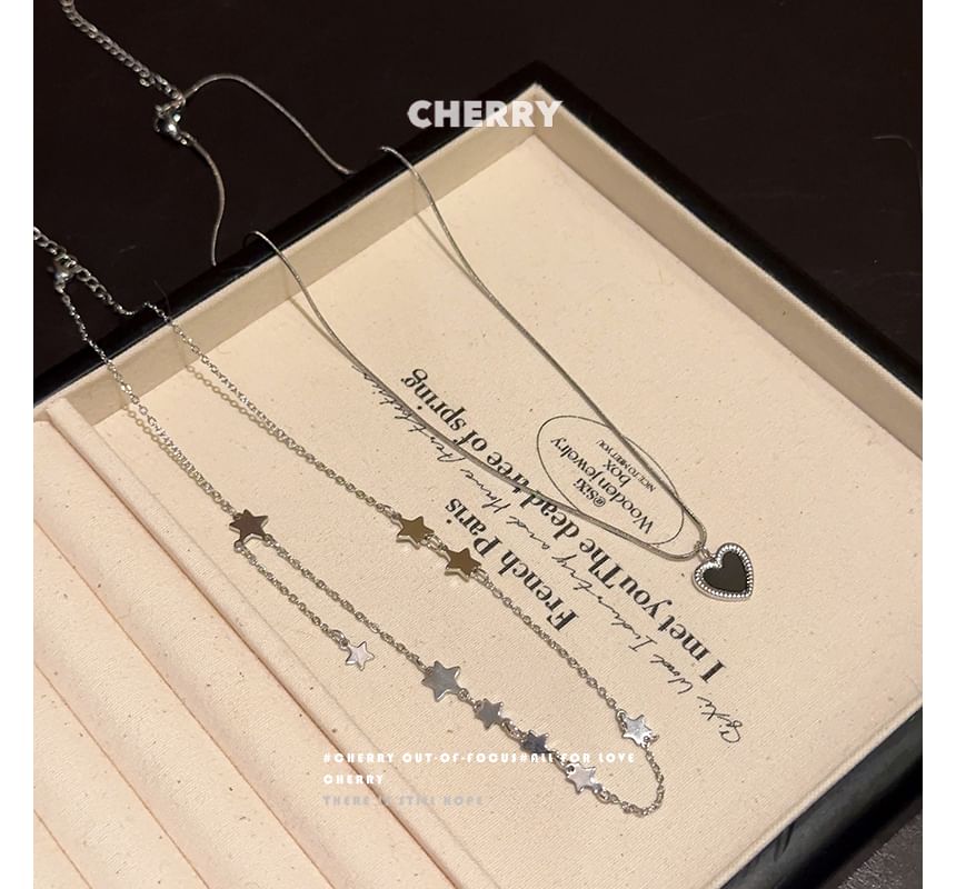 Heart Alloy Set / Star Necklace Choker Pendant